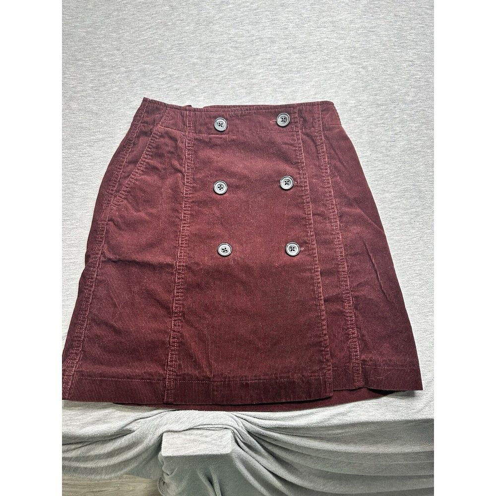 Ines De La Fressange Uniqlo Maroon Corduroy Button Skirt 0